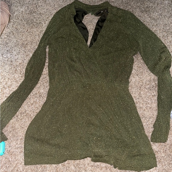Olive Romper with Gold Sparkles with open back. Size S Condition is very good. - Picture 1 of 1